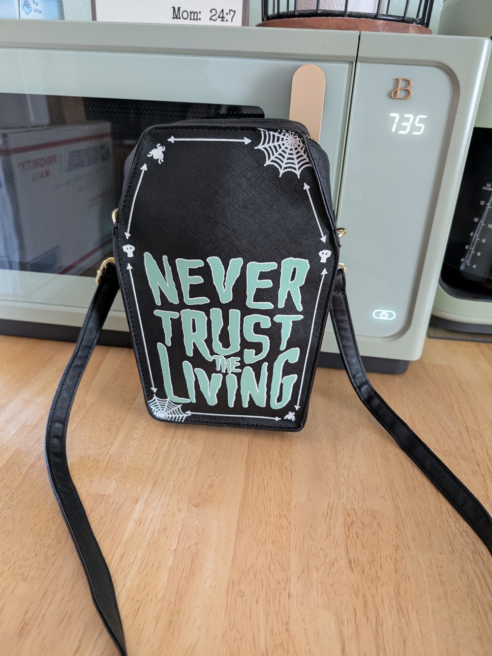 Beetlejuice Gothic Black Coffin Crossbody Bag NWOT